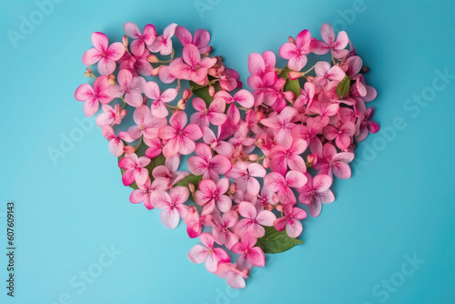 Heart shape made of flowers. Valentine's day. color palette. AI generative, ai,generative, generative ai, neural network