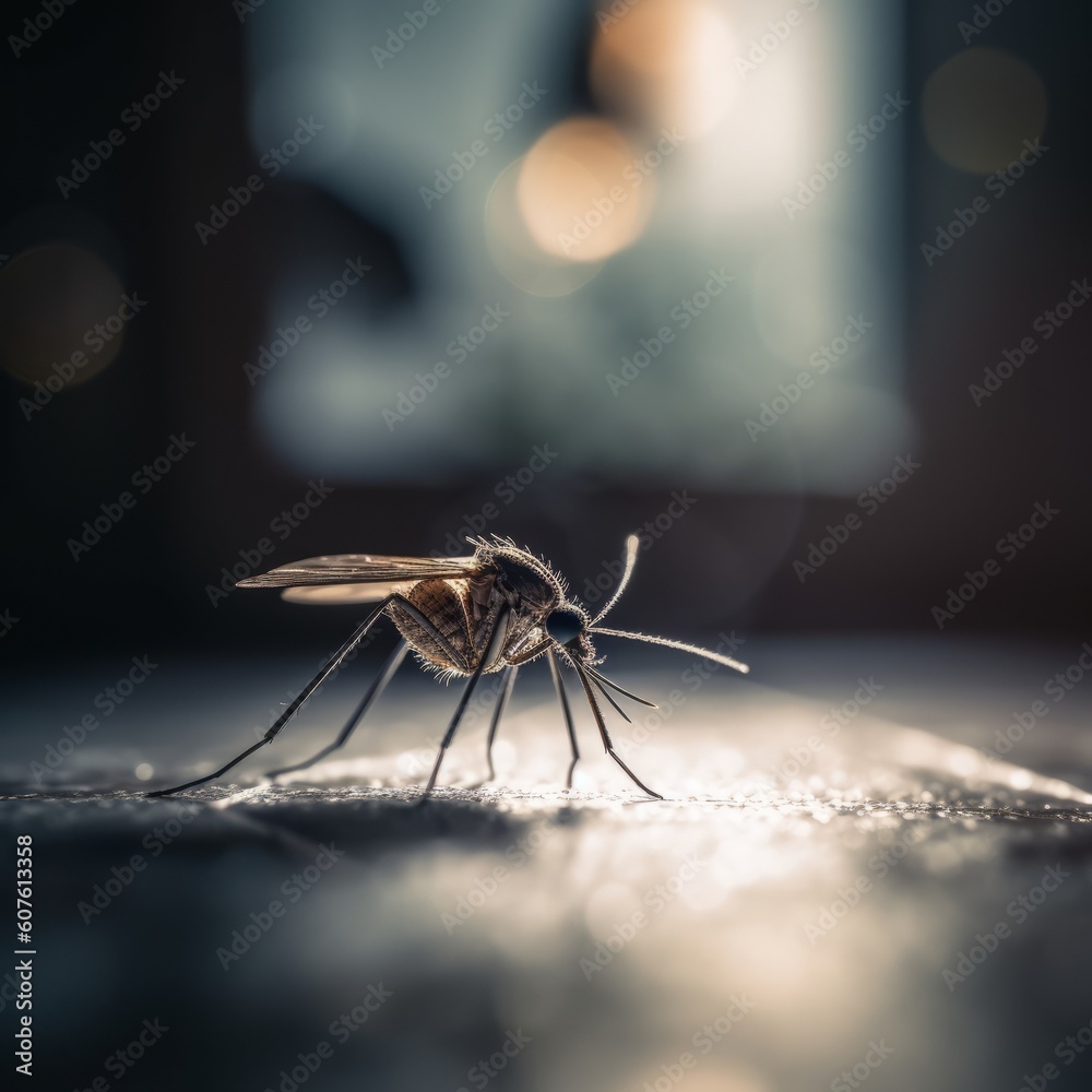 A close up of a mosquito. Generative AI. A close up of a mosquito. Generative AI.