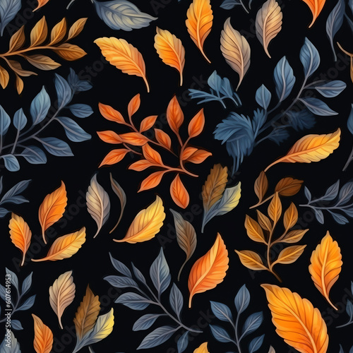 Generative AI New collection vector illustration with autumn leaves on dark wooden background
