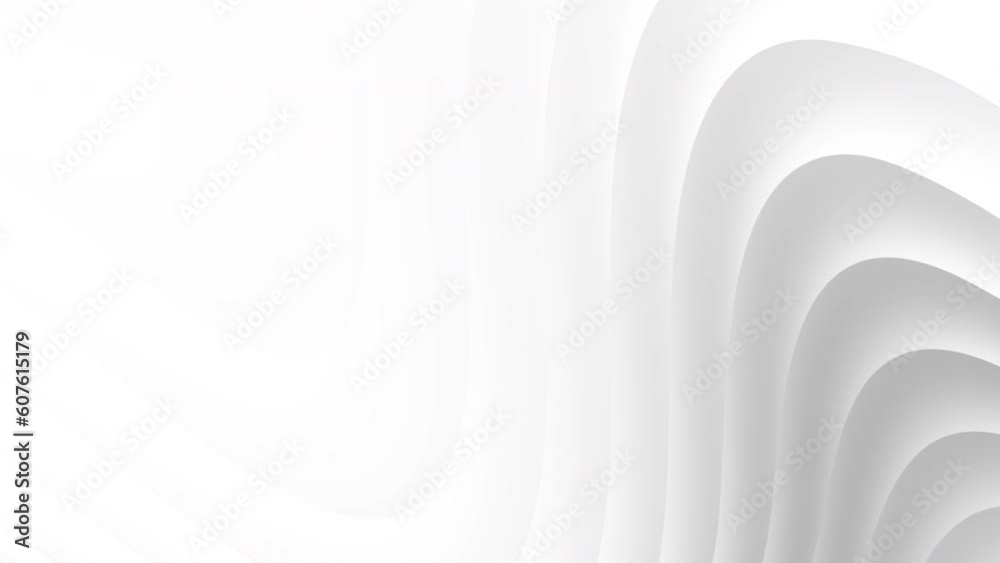 White grey curve waves abstract 3d motion background. Seamless looping animation