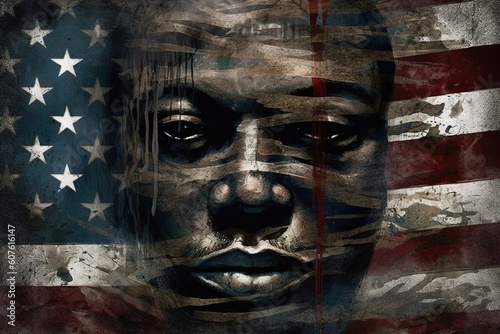 Black Lives Matter. The problem of culture, racism, and the descrImination of slavery. Juneteenth Emancipation Day. June 19. Freedom of Glosa Rights , fist of the chain Afro-American. photo