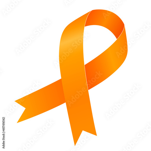 Leukemia Awareness Month. Orange ribbon. Vector flat illustration isolated on white.