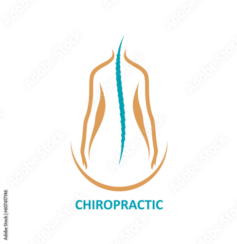 Chiropractic massage icon. Chiropractic doctor, orthopedic rehabilitation medical center or back pain treatment vector icon. Physiotherapy therapist practice sign or symbol with woman healthy spine