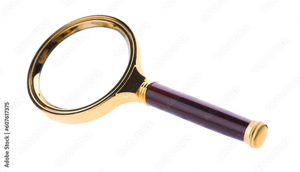 Magnifying glass with handle isolated on white Magnifying glass with handle isolated on white