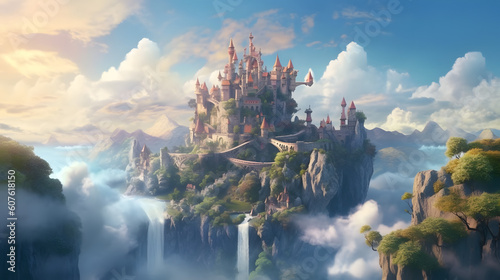 Mystical Oasis: A Cinematic 4K Fairytale Landscape with Floating Island © abood