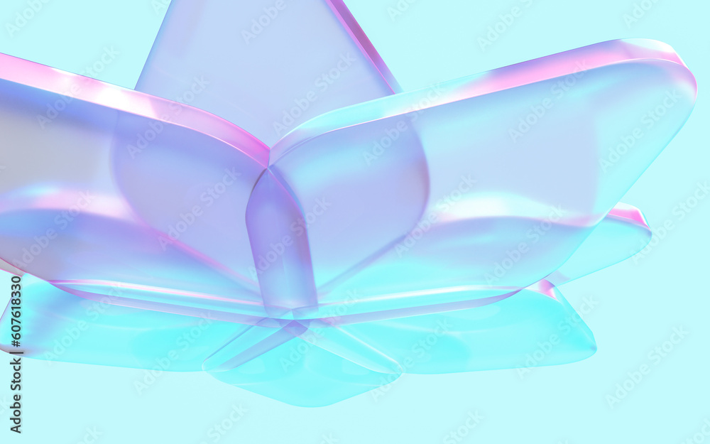 クリスタルガラスでできた花の3Dイラストレーション クリスタルガラスでできた花の3Dイラストレーション