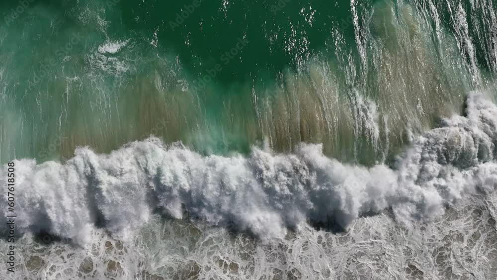 Aerial view of waves rolling along the coastline, Injidup Beach, Yallingup, Western Australia, Australia. Aerial view of waves rolling along the coastline, Injidup Beach, Yallingup, Western Australia, Australia.