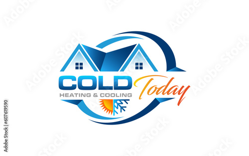 Illustration graphic vector of plumbing, heating, and cooling service company logo design template.