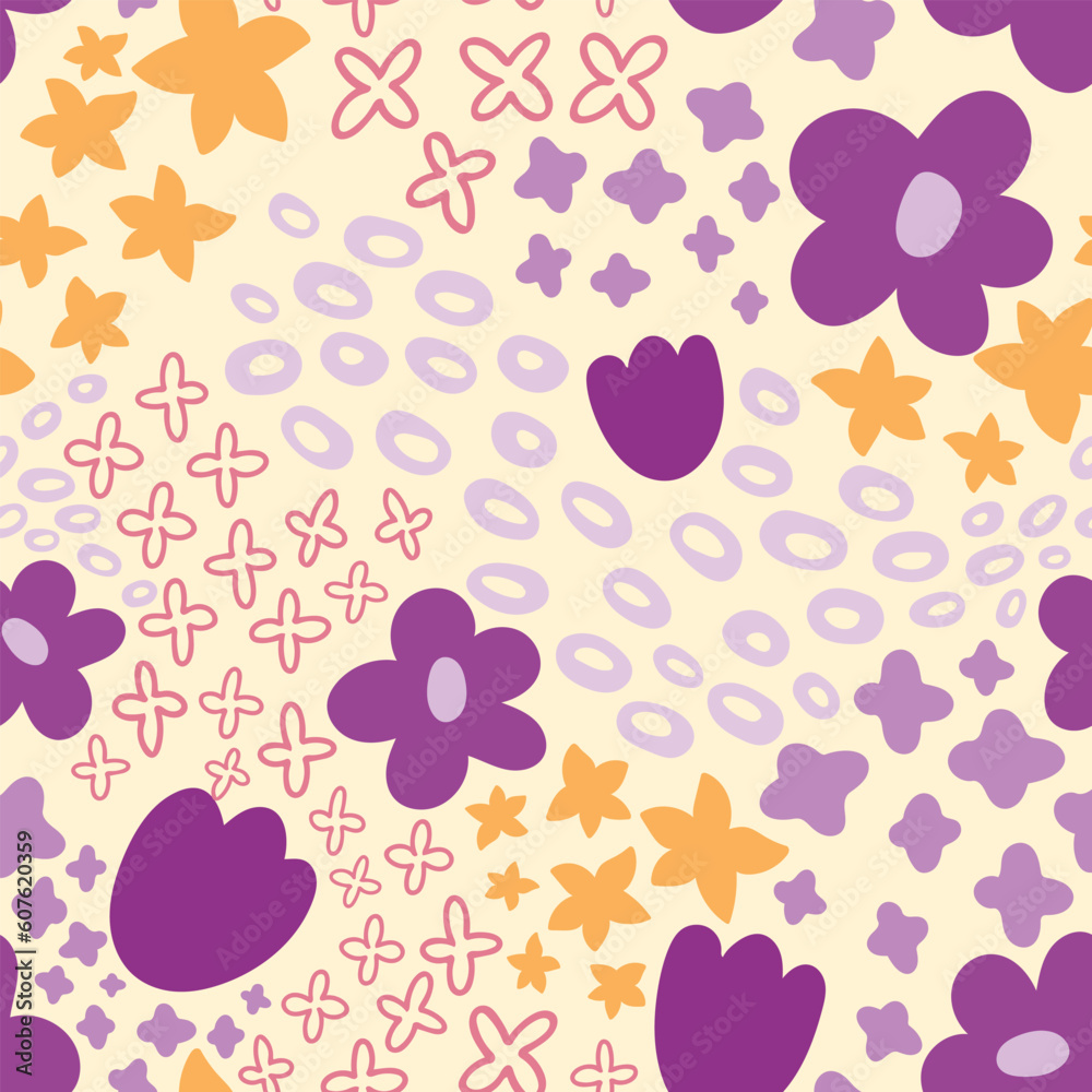 Field of Flowers Purple and Pink natural Pattern