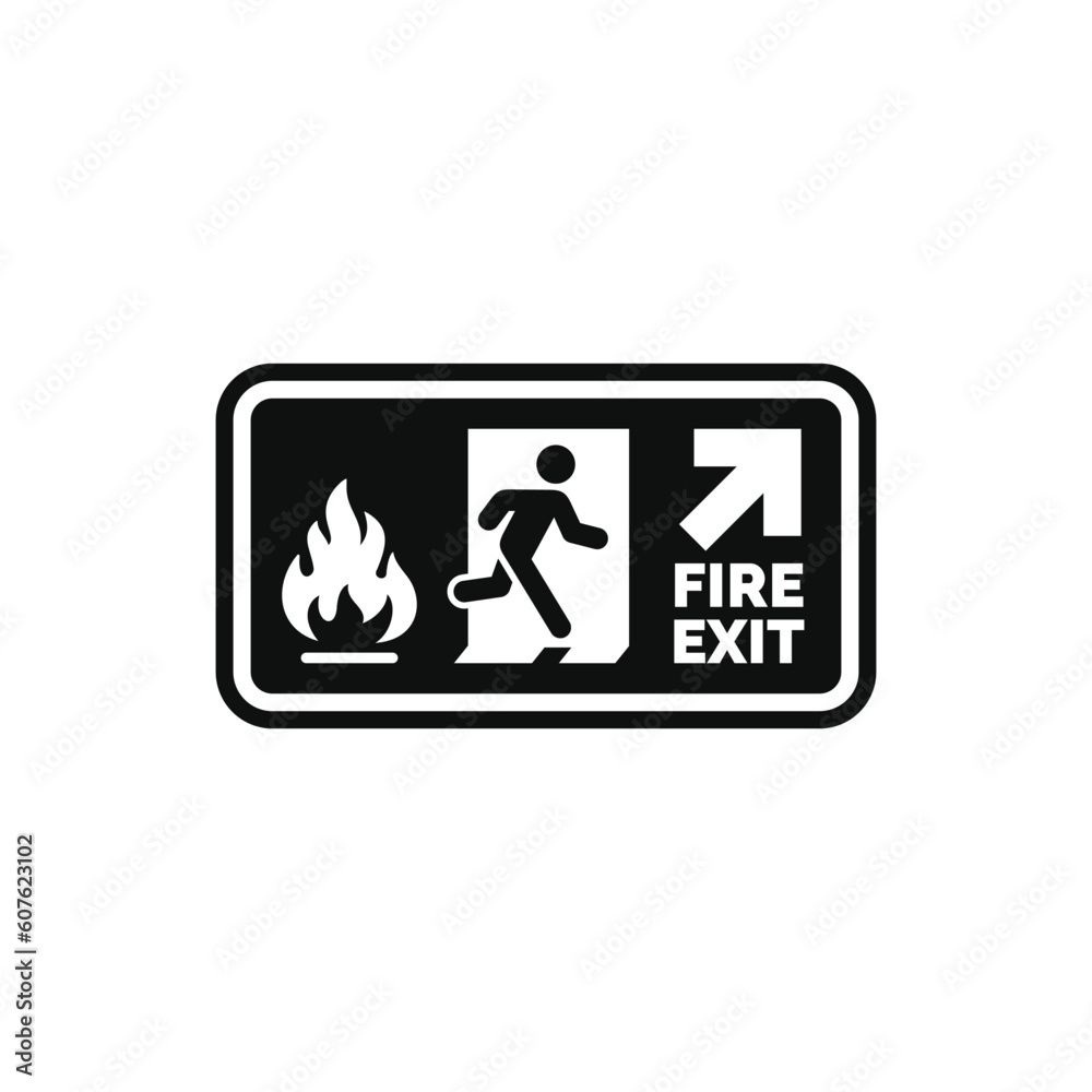 Emergency fire exit symbol icon isolated on white background Emergency fire exit symbol icon isolated on white background