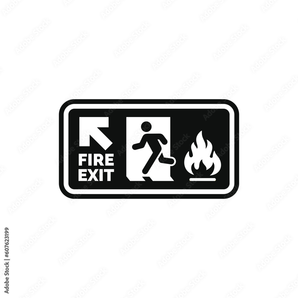 Emergency fire exit symbol icon isolated on white background Emergency fire exit symbol icon isolated on white background