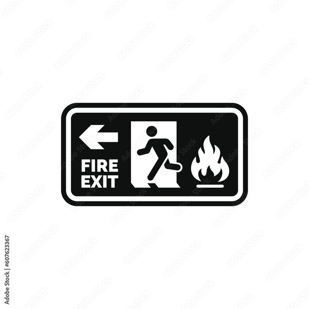 Emergency fire exit symbol icon isolated on white background Emergency fire exit symbol icon isolated on white background