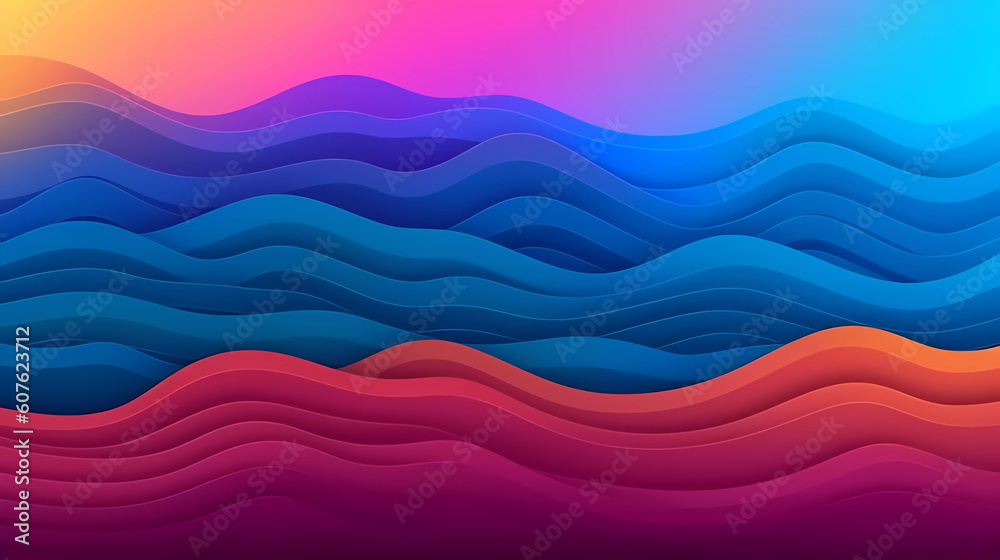 abstract fluid pink blue and red background with waves