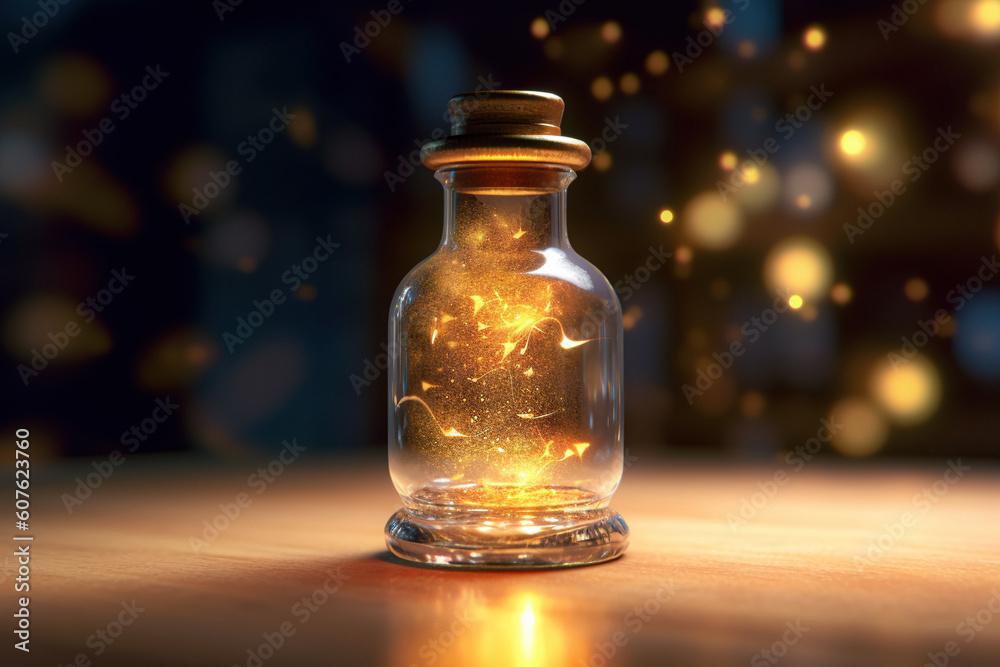 Magic in a Glass Bottle. Simulated Starry Sky. Unveiling the Unreal Universe, Galaxy of Stars, Glimpse of Milky Way, Astronomy Magic, Cosmic Fantasy in Space, Science. Generative AI Magic in a Glass Bottle. Simulated Starry Sky. Unveiling the Unreal Universe, Galaxy of Stars, Glimpse of Milky Way, Astronomy Magic, Cosmic Fantasy in Space, Science. Generative AI