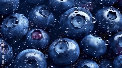Abstract fresh blackberry seamless background adorned with glistening droplets of water. Generative ai