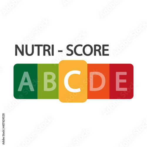 Nutri Score official label. C score. Vector illustration.