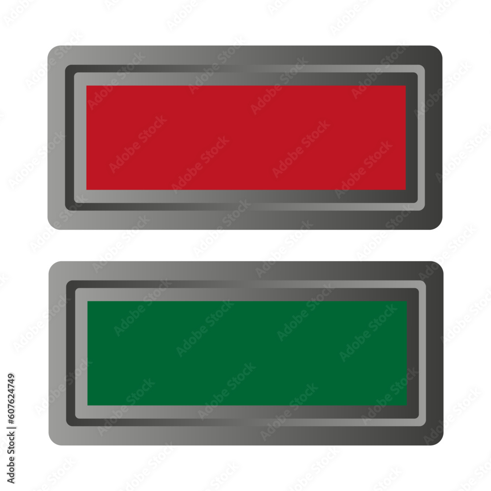 Red and green buttons with gray rame. Vector illustration. Red and green buttons with gray rame. Vector illustration.