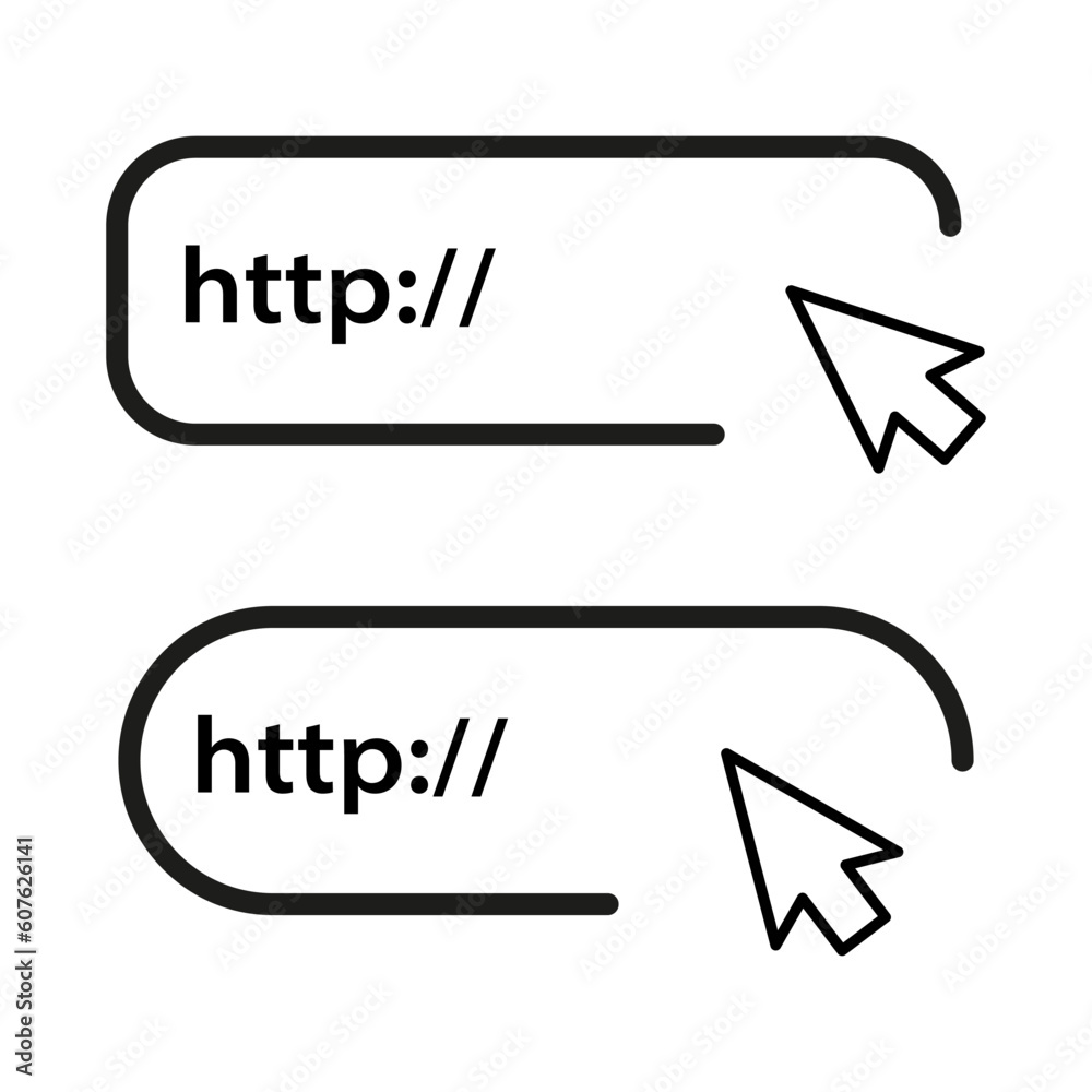 website address, web browser for searching on internet, webpage with hyperlink, http and url of website. Vector illustration. website address, web browser for searching on internet, webpage with hyperlink, http and url of website. Vector illustration.