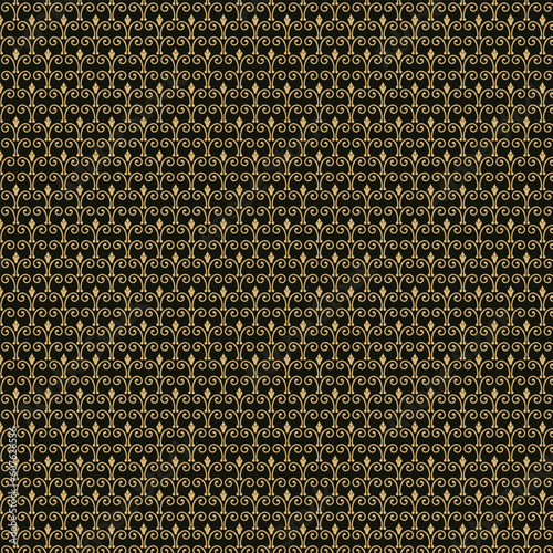 Golden Ornament Seamless Pattern Design on the Black background