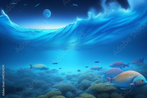 underwater scene with coral reef