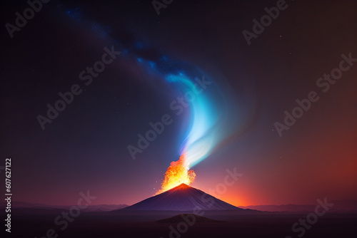volcano in the night