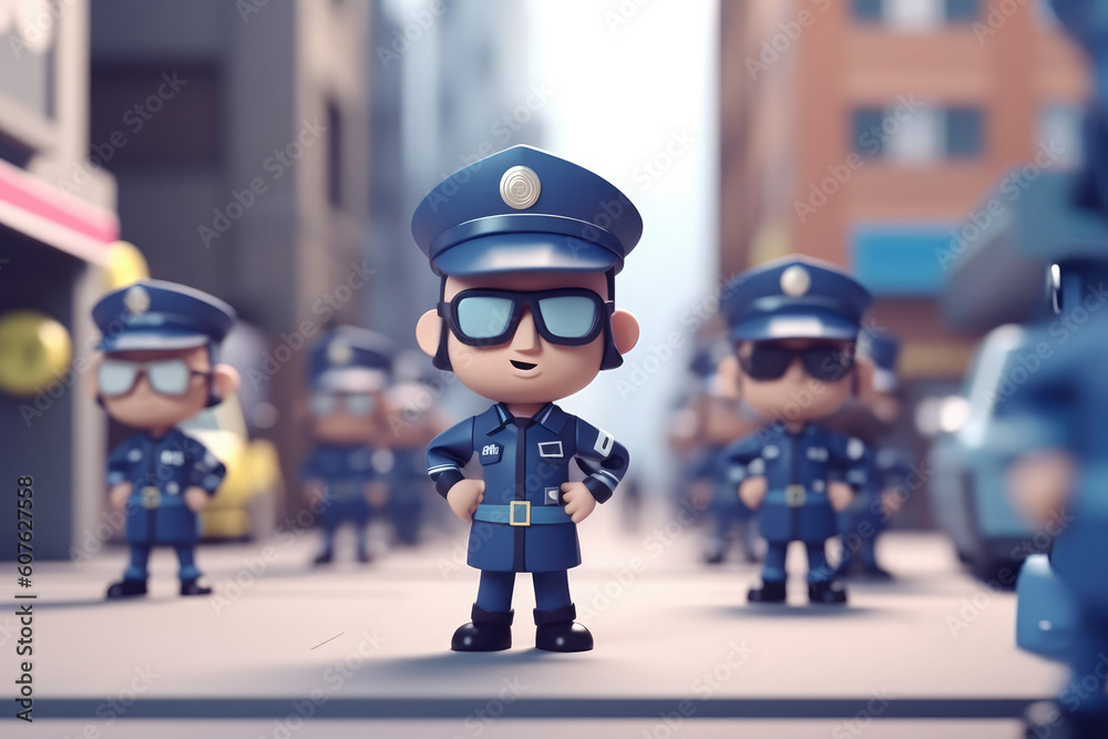 cute cartoon Police, generative AI
