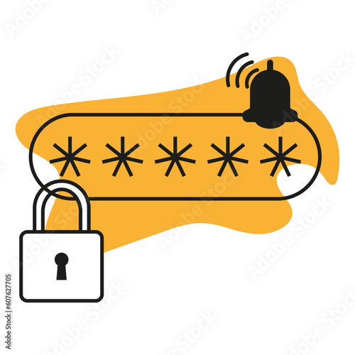 One time password. Message with code on the smartphone. Vector illustration.