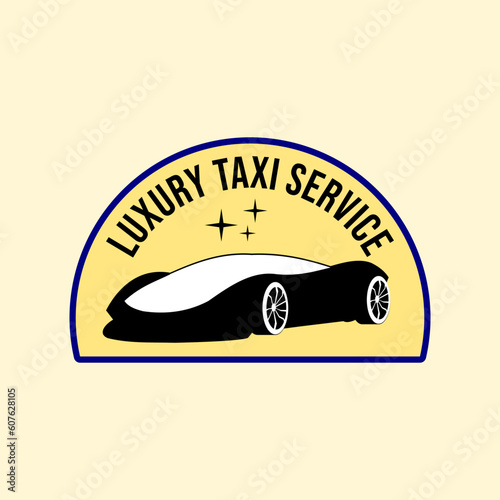 Luxury taxi service logo on isolated yellow background