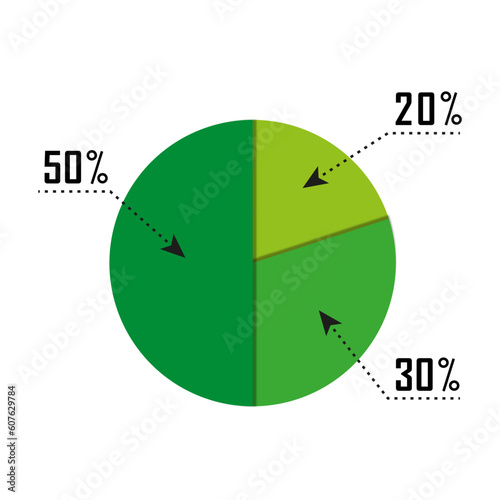 Pie chart with infographics and place for text. Vector illustration. photo