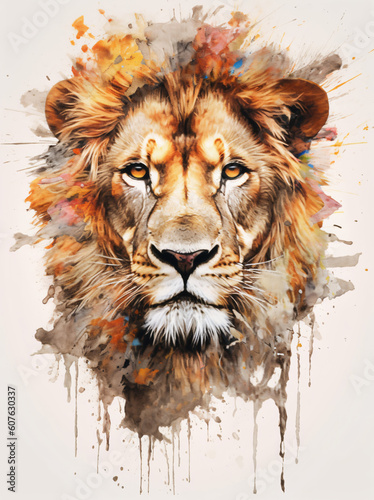  lion’s face with a watercolor style, Generative Ai