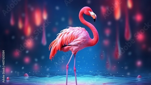 Pink flamingo decor  wall art. Generative ai