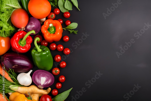 Assortment of fresh vegetables of different colors, Generative AI