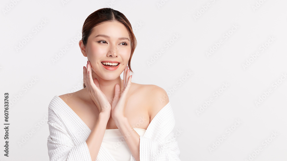 Beautiful young asian woman with clean fresh skin on white background, Face care, Facial treatment, Cosmetology, beauty and spa, Asian women portrait. Beautiful young asian woman with clean fresh skin on white background, Face care, Facial treatment, Cosmetology, beauty and spa, Asian women portrait.