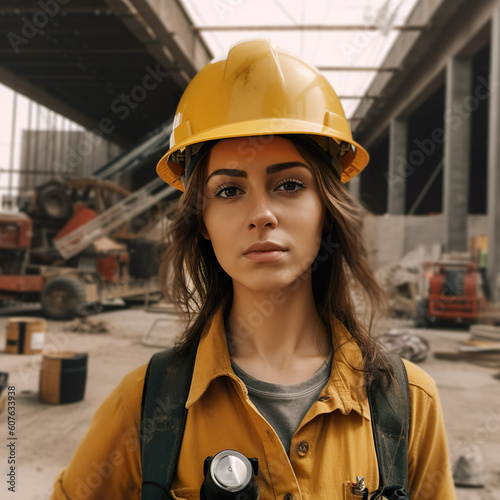 female construction worker - generative AI © Greg Blomberg