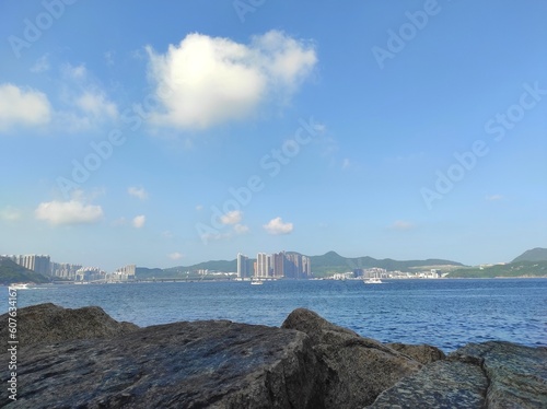 View of the Cross bay bridge over Junk bay, Hong Kong.