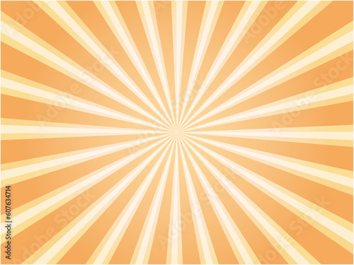 透明感のある太陽光線が輝くイメージの集中線背景素材_ライトオレンジ