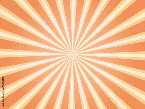 透明感のある太陽光線が輝くイメージの集中線背景素材_オレンジ