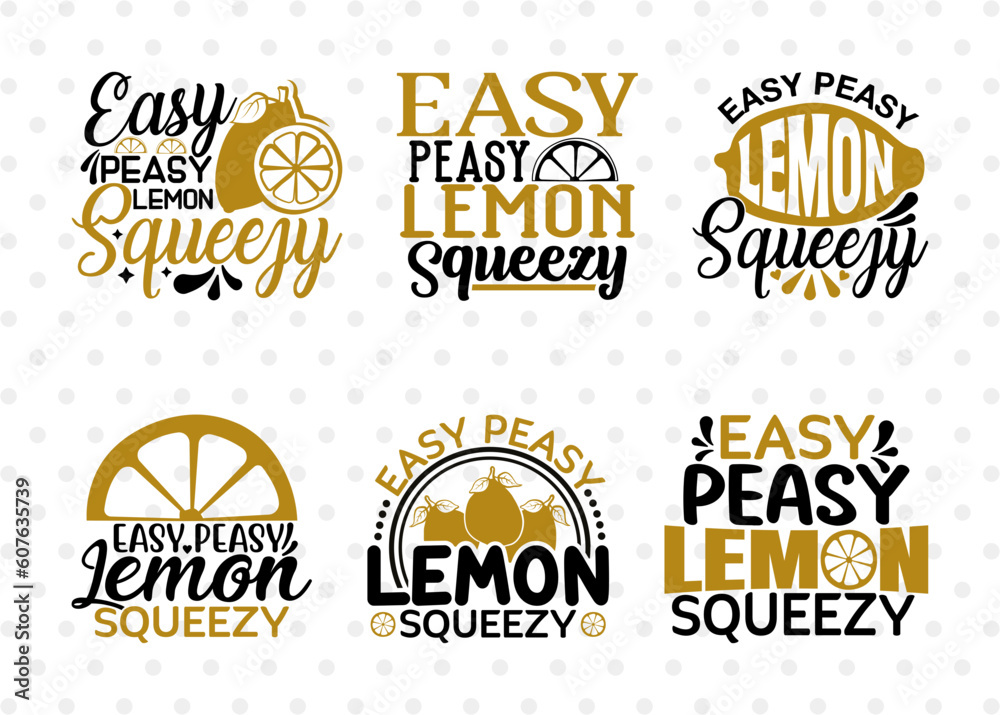 Easy Peasy Lemon Squeezy Svg Bundle Kitchen Elements Svg Cooking Mom