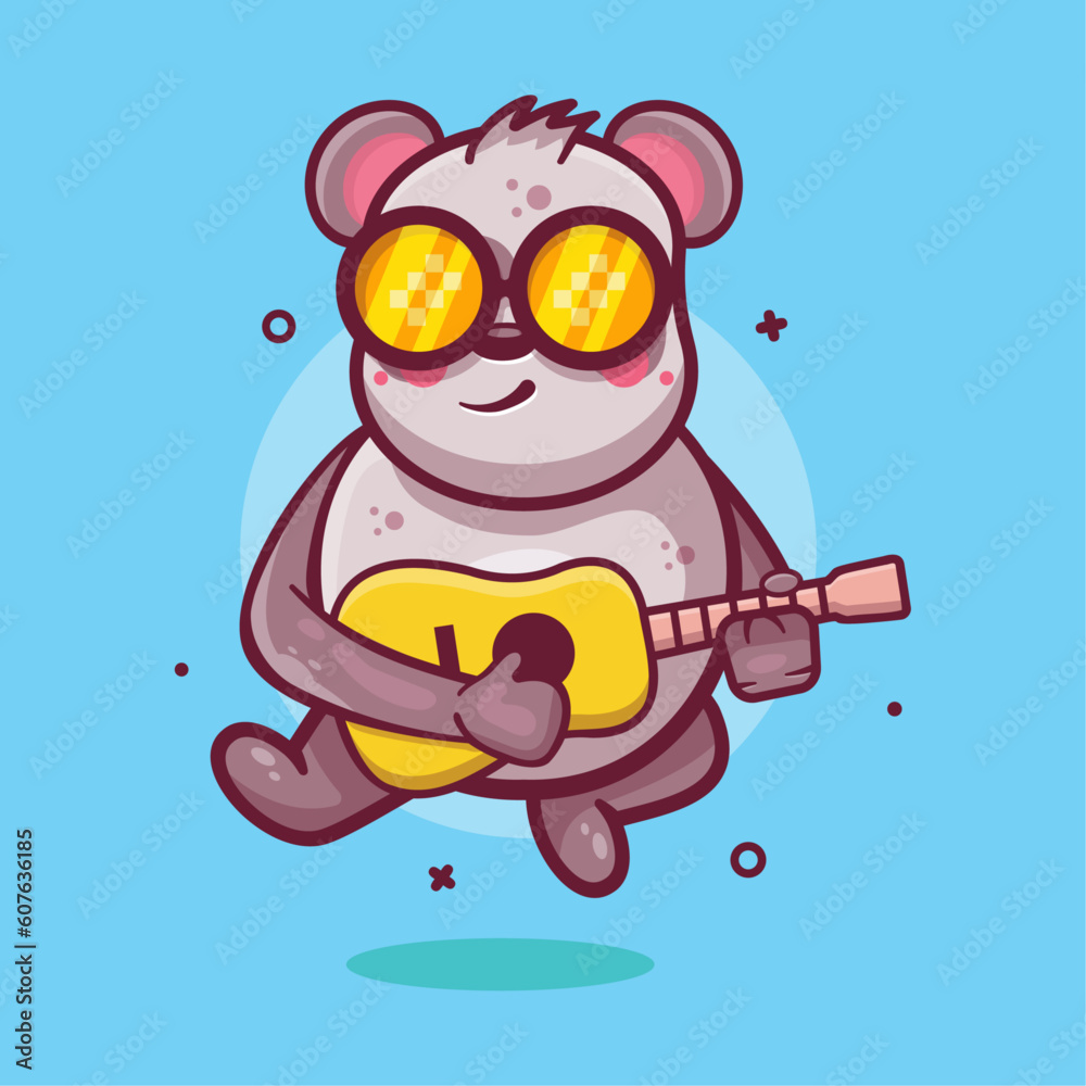 cool panda animal character mascot playing guitar isolated cartoon in flat style design cool panda animal character mascot playing guitar isolated cartoon in flat style design