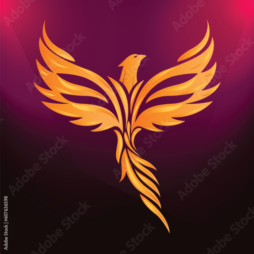 Heavenly phoenix bird logo with wings