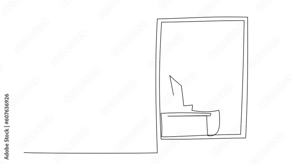 Animated self drawing of single continuous line draw man in chair with literature. Businessman reader. Person reading book, sitting in armchair by window in living room. Full length one line animation Animated self drawing of single continuous line draw man in chair with literature. Businessman reader. Person reading book, sitting in armchair by window in living room. Full length one line animation