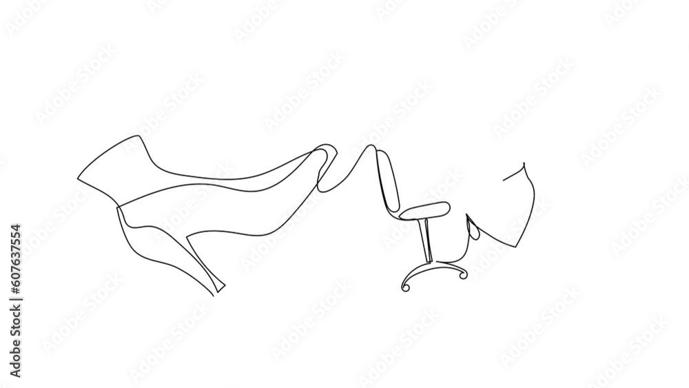 Animated self drawing of single continuous line draw failed small Arab businessman kicked out by big foot. Manager kick away from chair by giant feet. Minimalism metaphor. Full length one animation Animated self drawing of single continuous line draw failed small Arab businessman kicked out by big foot. Manager kick away from chair by giant feet. Minimalism metaphor. Full length one animation