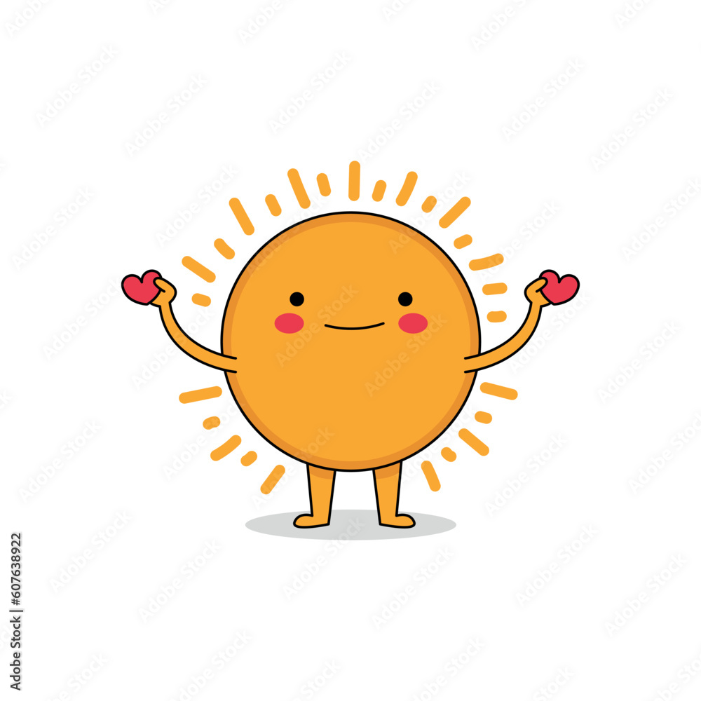 Cute sun cartoon character spreading love Cute sun cartoon character spreading love