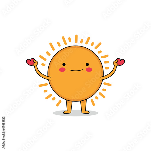 Cute sun cartoon character spreading love
