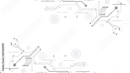 Technology black circuit diagram concept. High-tech circuit board connection system.Vector abstract technology on white background.