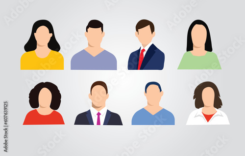 People avatar profile icons. Big set of user avatar. Male and female faces. Men and women portraits. . Characters collection. Vector illustration