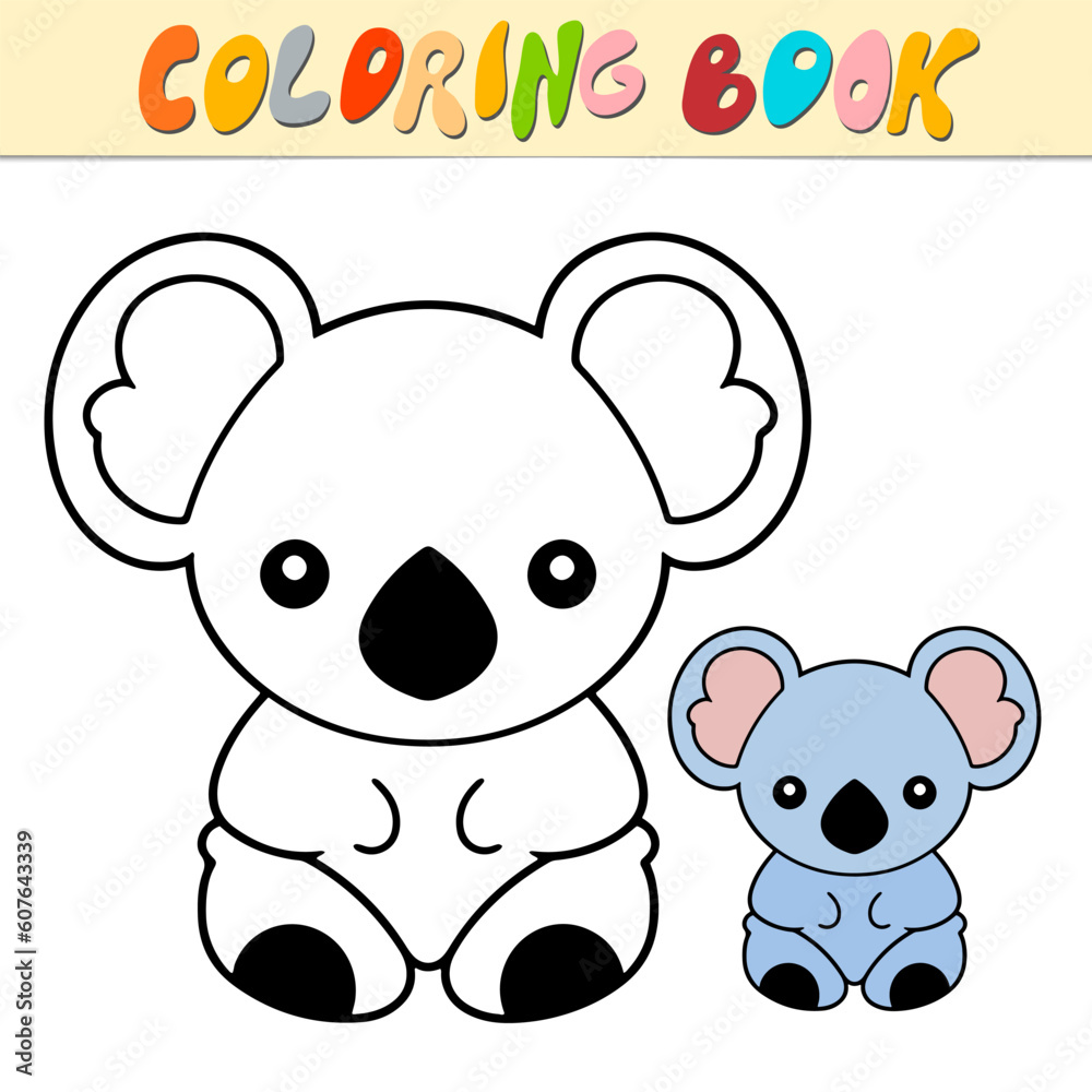 Obraz premium Koala coloring book or page for kids. Cute Koala black and white vector illustration