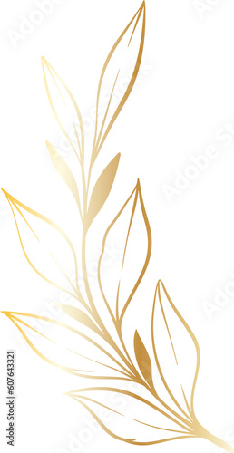 leaf gold png file minimal design