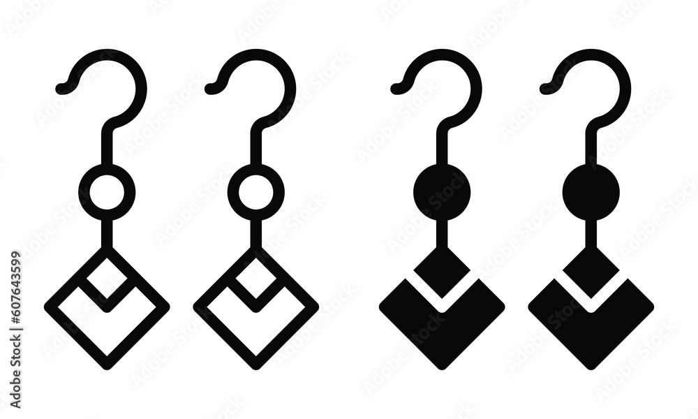 Earrings icon with outline and glyph style. Earrings icon with outline and glyph style.