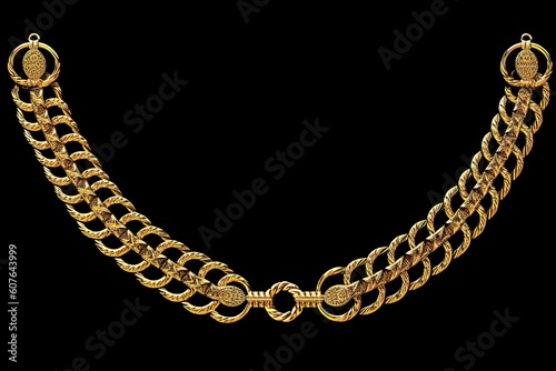 luxurious gold necklace on a dramatic black background Generative AI